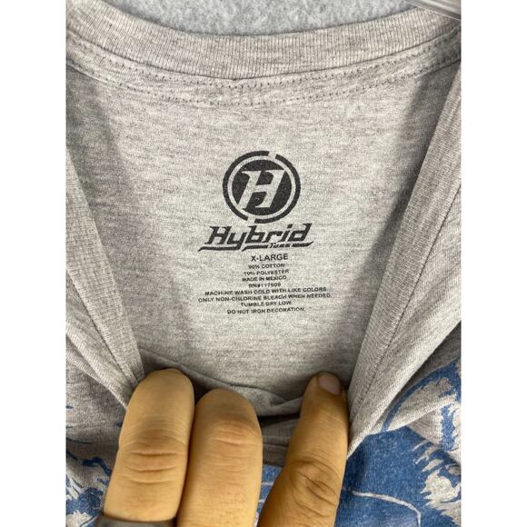 Hybrid Check Meowt T Shirt Men's Size XL Gray Super Trooper Funny Tee STAIN - Picture 2 of 8